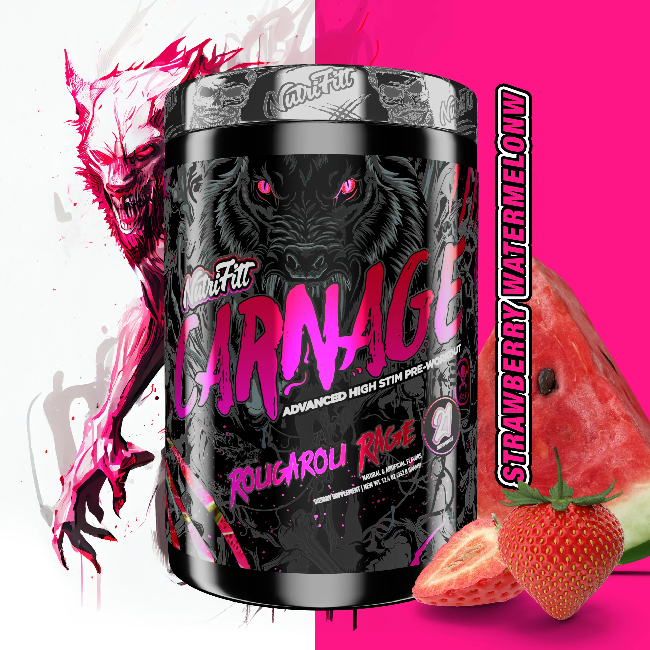 Carnage Advanced Pre-Workout – Pažangus prieštreniruotinis papildas | Nutrifitt | 352.8 g - Image 4