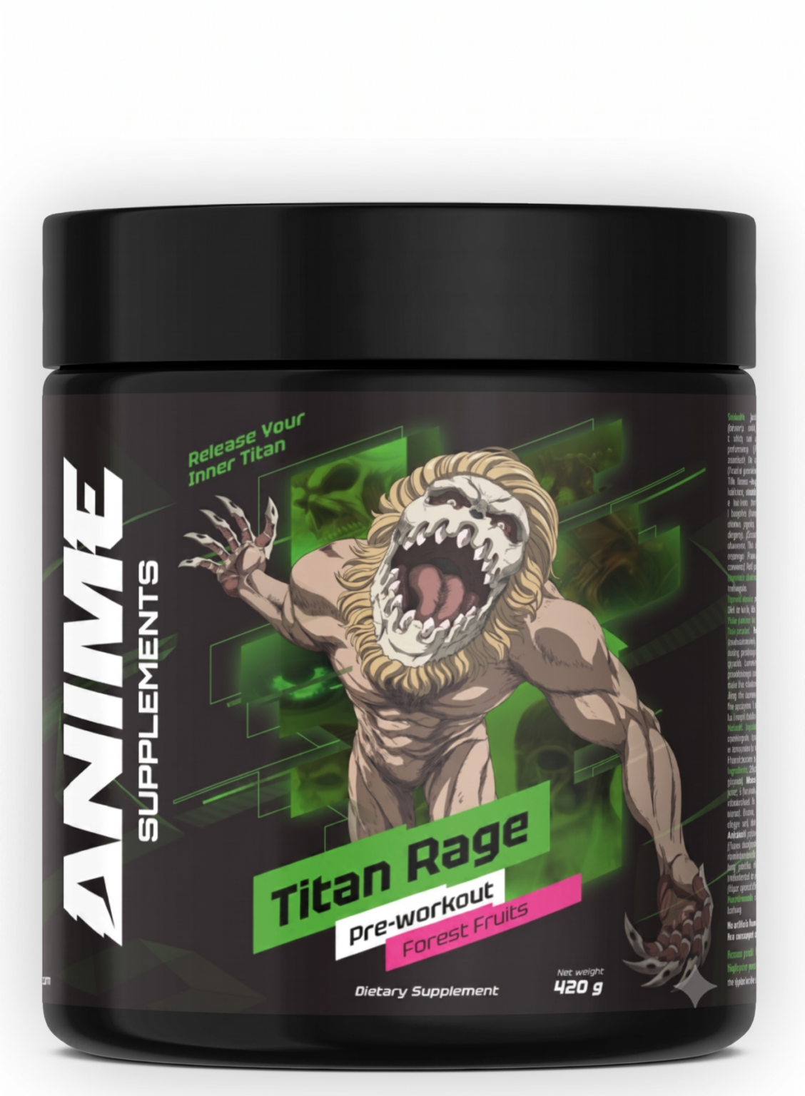 Titan Rage – Complejo pre-entrenamiento para la energía | Suplementos de anime | 420 g - Eficacia científicamente probada Titan Rage – Complejo Pre-Entrenamiento para Energía | Suplementos Anime | 420 g | Protocolo de Longevidad de Grado Clínico, Pre-Entrenamiento y Suplemento DEPORTIVO.