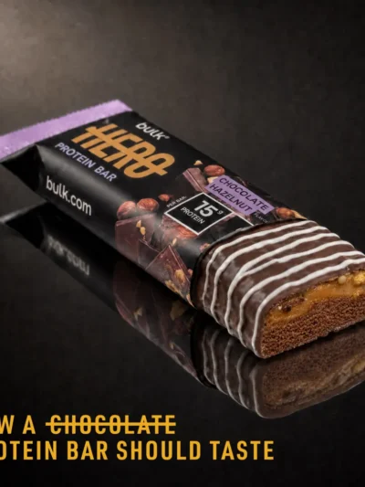 BULK Hero Protein Bar Chocolate Hazelnut gardus užkandis kasdieniam energijos balansui.