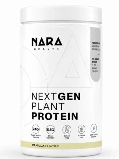 NARA Health NextGen Augalinių Baltymų Hidroizoliatas maisto papildas sportininkams ir aktyviam gyvenimo būdui.