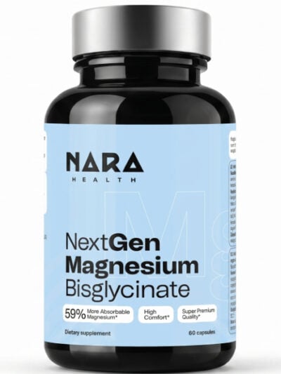 Nara Health NextGen Magnio Bisglicinatas maisto papildas kasdienės mitybos praturtinimui ir organizmo balansui.