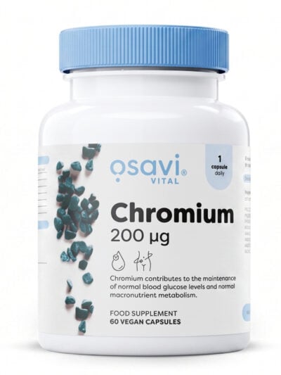 Osavi Chromium 200 µg maisto papildas kasdienės mitybos praturtinimui ir organizmo balansui.