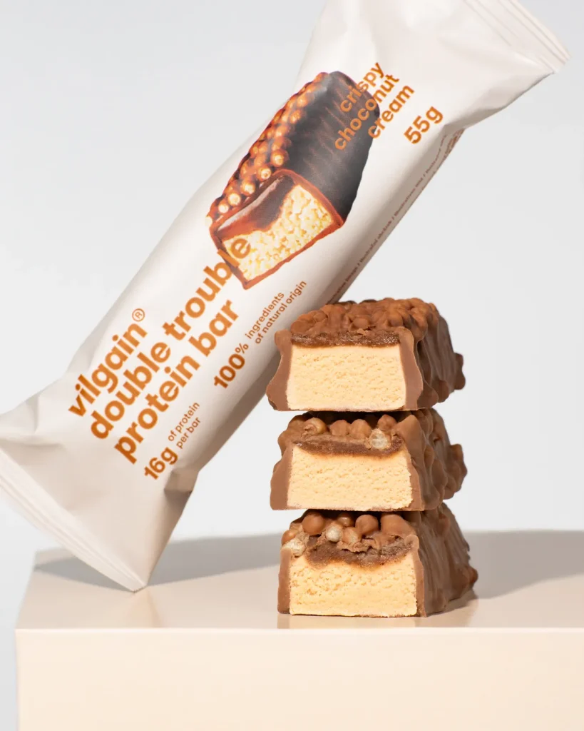 Double Trouble Protein Bar Crispy Choco Nut Cream – Traškus dvisluoksnis baltyminis batonėlis | Vilgain | 55 g - Moksliškai pagrįstas veiksmingumas Double Trouble Protein Bar Crispy Choco Nut Cream – Traškus dvisluoksnis baltyminis batonėlis | Vilgain | 55 g | Klinikinio lygio ilgaamžiškumo protokolas, FUNKCINIS MAISTAS ir Proteino Batonėliai ir Užkandžiai papildas.