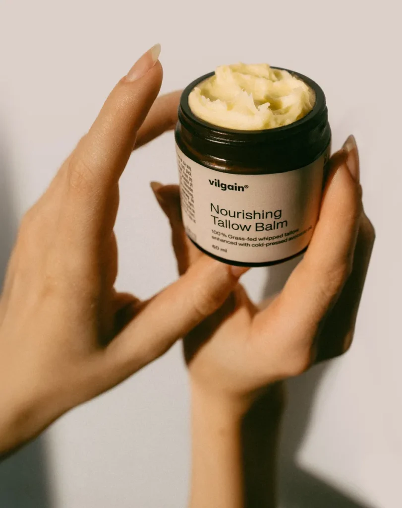Organic Nourishing Tallow Balm – Maitinamasis odos balzamas | Vilgain | 60 ml - produkto nuotrauka 3, Sveika Higiena ir SVEIKATA.