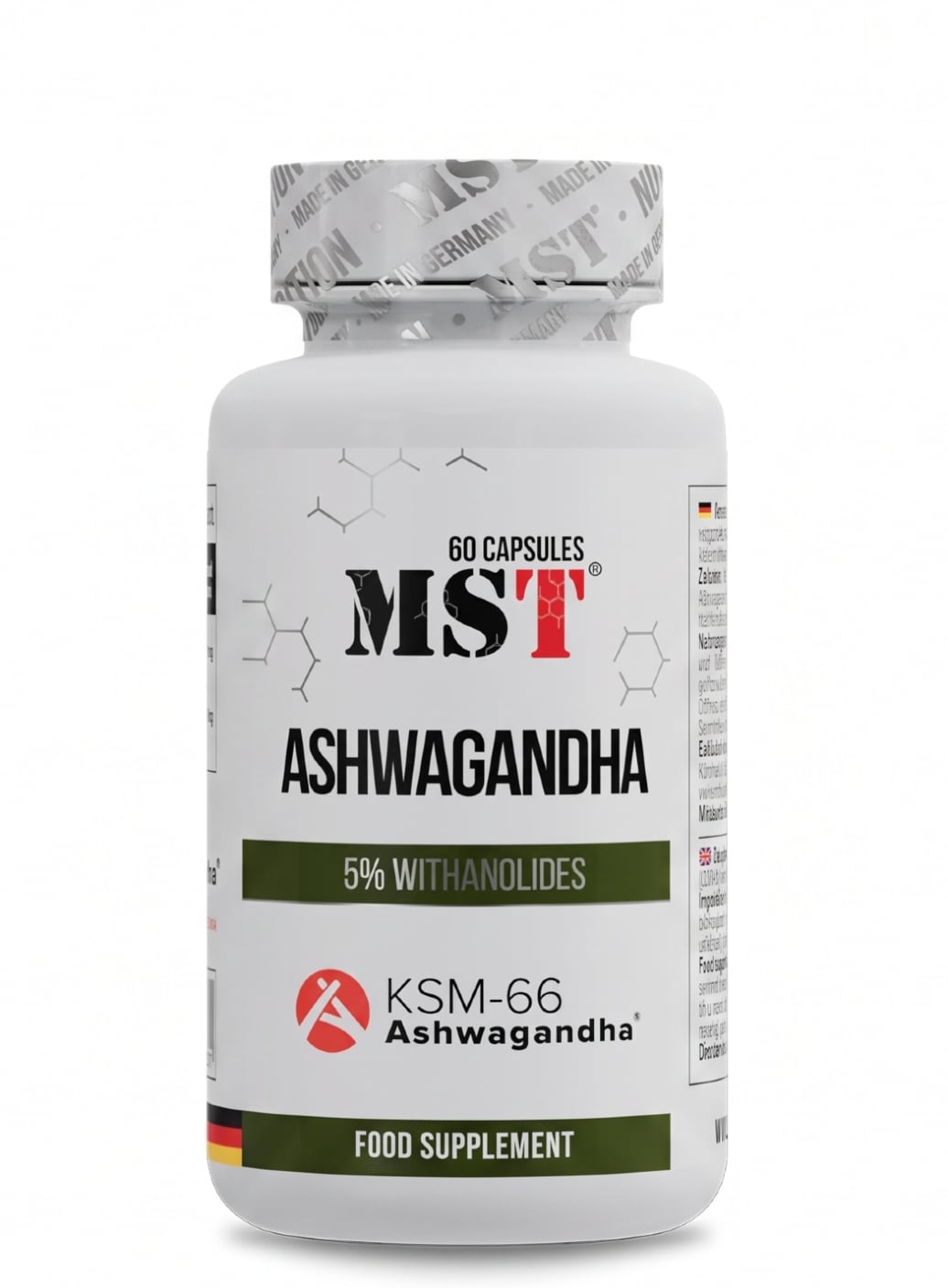 Ashwagandha KSM-66 – Standartizuotas Ašvagandos Ekstraktas 320mg | MST | 60 kaps. | Klinikinio lygio ilgaamžiškumo protokolas, MIEGAS ir SVEIKATA papildas.