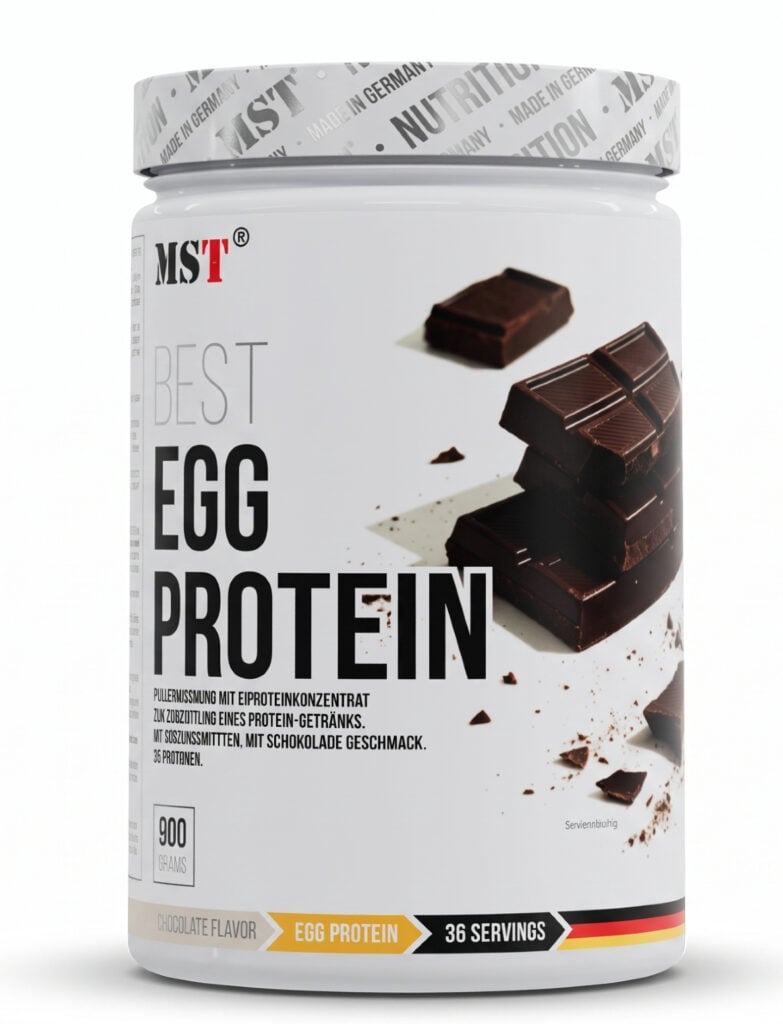 MST Best Egg Protein 900 g Chocolate maisto papildas sportininkams ir aktyviam gyvenimo būdui.